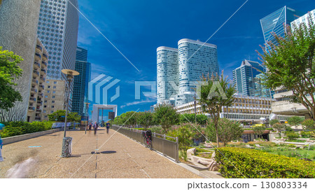 Skyscrapers of La Defense timelapse hyperlapse - Modern business and residential area in the near suburbs of Paris, France. 130803334