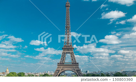 Champ de Mars and the Eiffel Tower timelapse in a sunny summer day. Paris, France 130803360