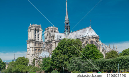 Notre Dame de Paris timelapse is the one of the most famous symbols of Paris Notre Dame de Paris timelapse is the one of the most famous symbols of Paris 130803398