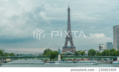 The Statue of Liberty and the Eiffel Tower Timelapse. Paris, France 130803409