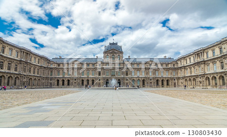 inner yard of museum with fountain timelapse hyperlapse. Paris, France inner yard of museum with fountain timelapse hyperlapse. Paris, France 130803430