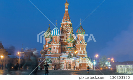 Red Square in winter day to night timelapse with Cathedral of St. Basil, Russia Red Square in winter day to night timelapse with Cathedral of St. Basil, Russia 130803530