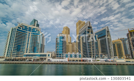 Dubai Marina towers in Dubai at day time timelapse hyperlapse 130803541