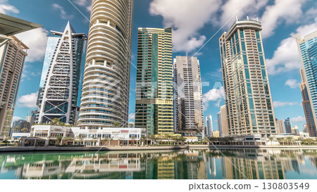 Residential buildings in Jumeirah Lake Towers timelapse in Dubai, UAE. Residential buildings in Jumeirah Lake Towers timelapse in Dubai, UAE. 130803549