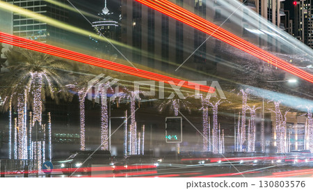 Dubai city night illumination traffic road junction timelapse uae Dubai city night illumination traffic road junction timelapse uae 130803576