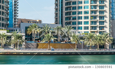 Dubai Marina towers and waterfall in Dubai timelapse hyperlapse 130803591