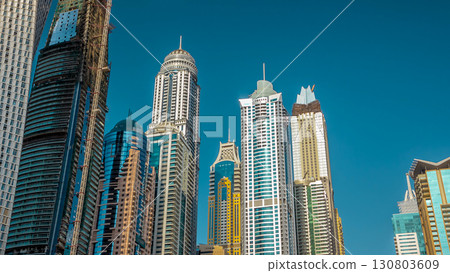 Luxurious Residence Buildings timelapse hyperlapse in Dubai Marina, UAE 130803609