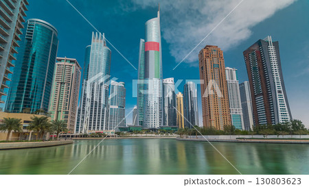 Residential buildings in Jumeirah Lake Towers timelapse hyperlapse in Dubai, UAE. Residential buildings in Jumeirah Lake Towers timelapse hyperlapse in Dubai, UAE. 130803623
