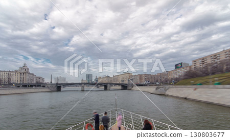 Moscow River. River cruise ships on the Moscow river winter timelapse hyperlapse Moscow River. River cruise ships on the Moscow river winter timelapse hyperlapse 130803677