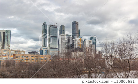Moscow City business center skyscrapers office buildings and luxury apartments timelapse hyperlapse. Moscow City business center skyscrapers office buildings and luxury apartments timelapse hyperlapse. 130803681