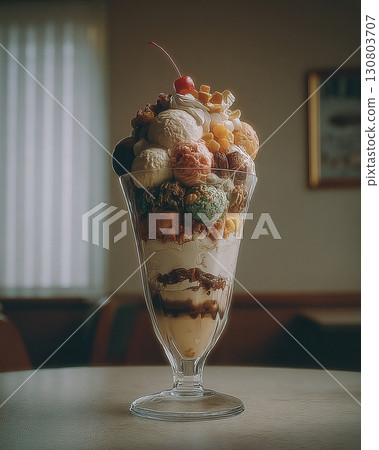 餐廳裡的冰淇淋凍糕 餐廳裡的冰淇淋凍糕 130803707