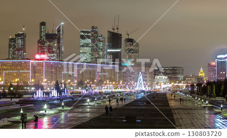 View from Poklonnaya Hill business center Moscow City timelapse hyperlapse. Russia, Moscow View from Poklonnaya Hill business center Moscow City timelapse hyperlapse. Russia, Moscow 130803720