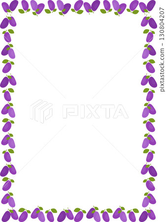 Juicy fresh violet plums frame. Aesthetic groovy berries design template. Vector illustration for design Juicy fresh violet plums frame. Aesthetic groovy berries design template. Vector illustration for design 130804207