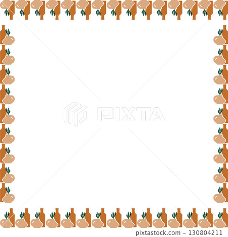 Vases frame. Minimalist aesthetic illustration with red ceramic vase. Baby shower design Vases frame. Minimalist aesthetic illustration with red ceramic vase. Baby shower design 130804211