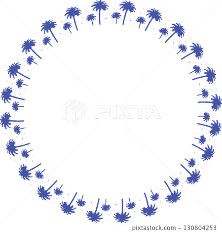 Frame of palm. Blue desert palm oasis on white background border with empty space Frame of palm. Blue desert palm oasis on white background border with empty space 130804253