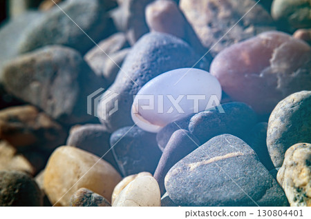 Sea colorful stones on the beach, close-up, macro Sea colorful stones on the beach, close-up, macro 130804401