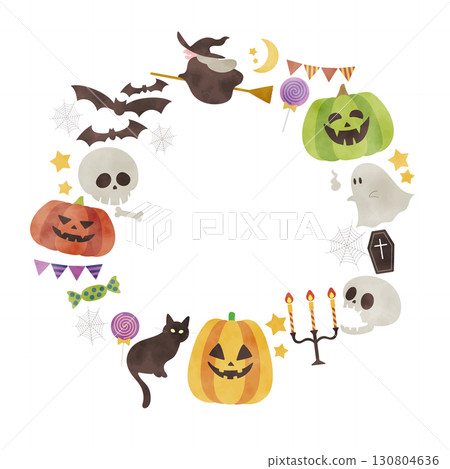 水彩萬聖節框架材料 130804636