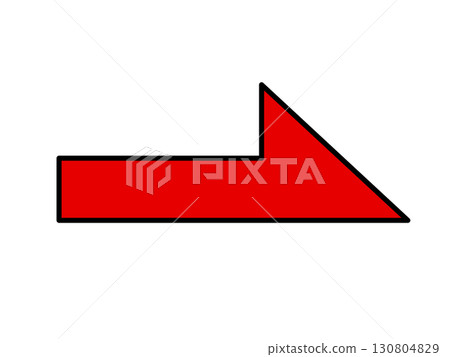 向右紅色半箭頭 130804829