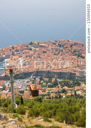 View of the old town of Dubrovnik from the top of Mount Srđ in Croatia, Europe 130804910