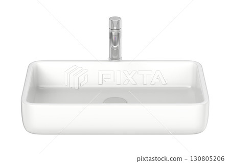 Square bathroom sink with silver faucet Square bathroom sink with silver faucet 130805206