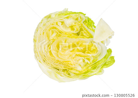 Sliced iceberg lettuce cabbage isolated on white background. top view Sliced iceberg lettuce cabbage isolated on white background. top view 130805526