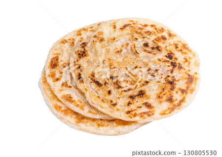 Aloo Paratha Indian Potato stuffed Flatbread isolated on white background. top view Aloo Paratha Indian Potato stuffed Flatbread isolated on white background. top view 130805530