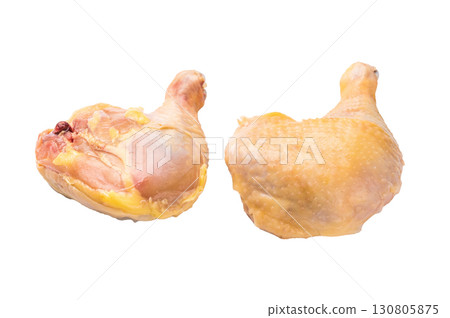 Raw chicken leg, eco farm poultry meat isolated on white background 130805875