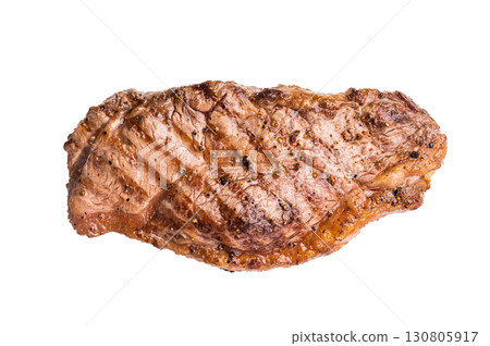 Grilled Striploin steak, New York strip beef meat steak isolated on white background 130805917