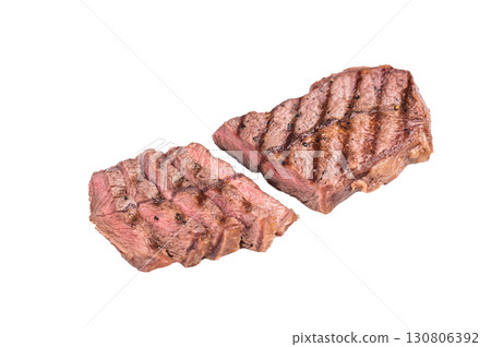 BBQ roasted Top blade steak, Australian Oyster Top blade steak isolated on white background. top view 130806392