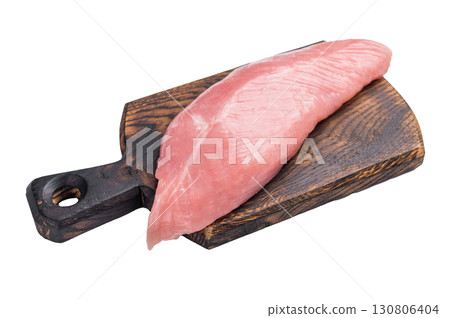 Raw turkey breast fillet meat, fresh poultry steak ready for cooking isolated on white background. top view Raw turkey breast fillet meat, fresh poultry steak ready for cooking isolated on white background. top view 130806404
