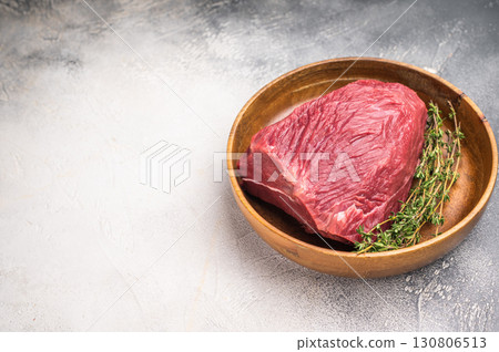 Fresh Roe Deer meat, raw Wild Venison Game Meat. white background. top view Fresh Roe Deer meat, raw Wild Venison Game Meat. white background. top view 130806513