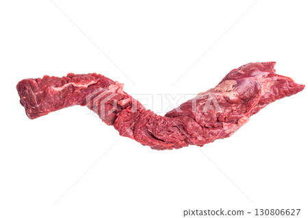 Raw Beef Skirt Steak, Machete steak, uncooked meat isolated on white background 130806627