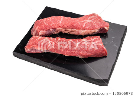 Raw Steak from Black Angus beef meat isolated on white background Raw Steak from Black Angus beef meat isolated on white background 130806978