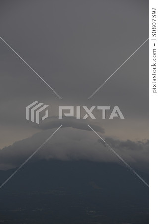 Rain clouds over Mount Hoki Daisen in the morning in Tottori Prefecture 130807392