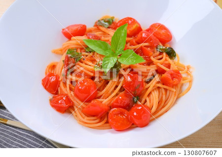 Pasta with tomato sauce. 130807607