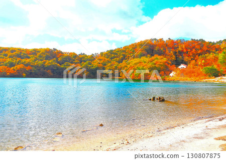 Refreshing blue skies and vibrant autumn foliage at Katanuma 130807875