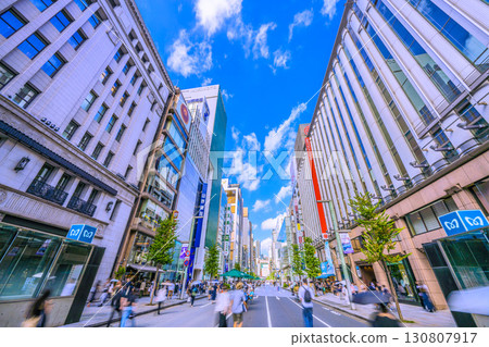 Tokyo cityscape, Japan, September 7th. View of Ginza pedestrian street in Tokyo. 130807917