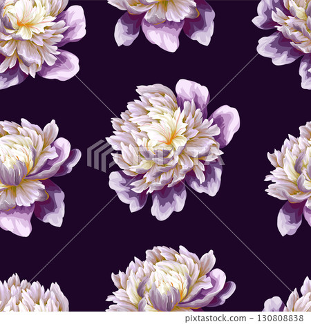 Seamless vector floral pattern with lilac peonies. Seamless vector floral pattern with lilac peonies. 130808838