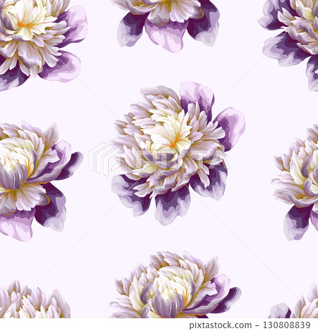 Seamless vector floral pattern with lilac peonies. Seamless vector floral pattern with lilac peonies. 130808839