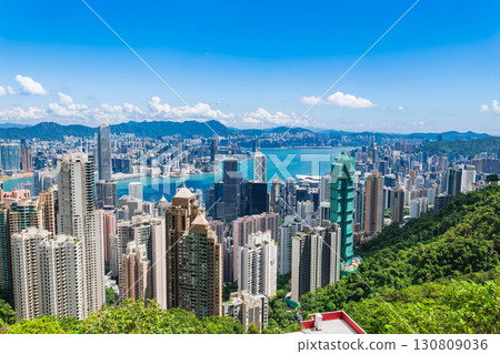 Hong Kong Victoria Harbour and skyscrapers 130809036