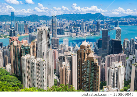 Hong Kong Victoria Harbour and skyscrapers 130809045