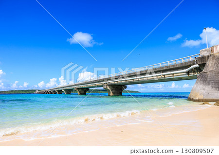 The Kurima Bridge and the blue sea shine on a clear September day The Kurima Bridge and the blue sea shine on a clear September day 130809507