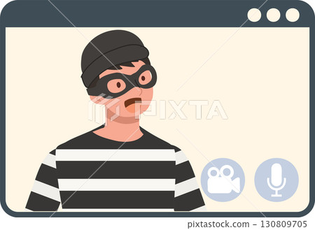 cyber security scammer illustration online criminal cartoon man with mask and striped shirt representing internet fraud identity theft cyber security scammer illustration online criminal cartoon man with mask and striped shirt representing internet fraud identity theft 130809705