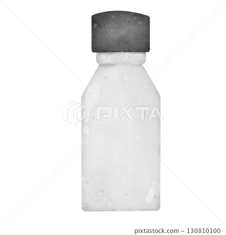 Watercolor cartoon illustration of plastic bottles with colorful caps, laboratory or medical container clipart isolated on white backgroun Watercolor cartoon illustration of plastic bottles with colorful caps, laboratory or medical container clipart isolated on white backgroun 130810100