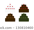 Set of whole cake (strawberry, chocolate, matcha) icon illustrations 130810460