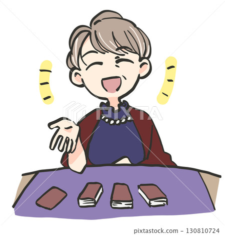 微笑的女性算命先生 130810724