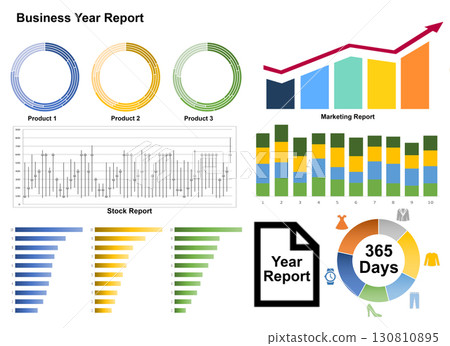 A set of graph oie chart and clipart for business report  130810895