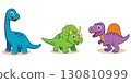 Cute Cartoon Dinosaurs. Cute Dinosaur Character set isolated on white background. 130810999