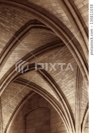Detailed architectural arches of a historic stone structure, abstract, architecture Detailed architectural arches of a historic stone structure, abstract, architecture 130811038
