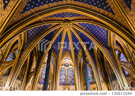 Architecture and stained glass of Sainte-Chapelle in Paris 130811044